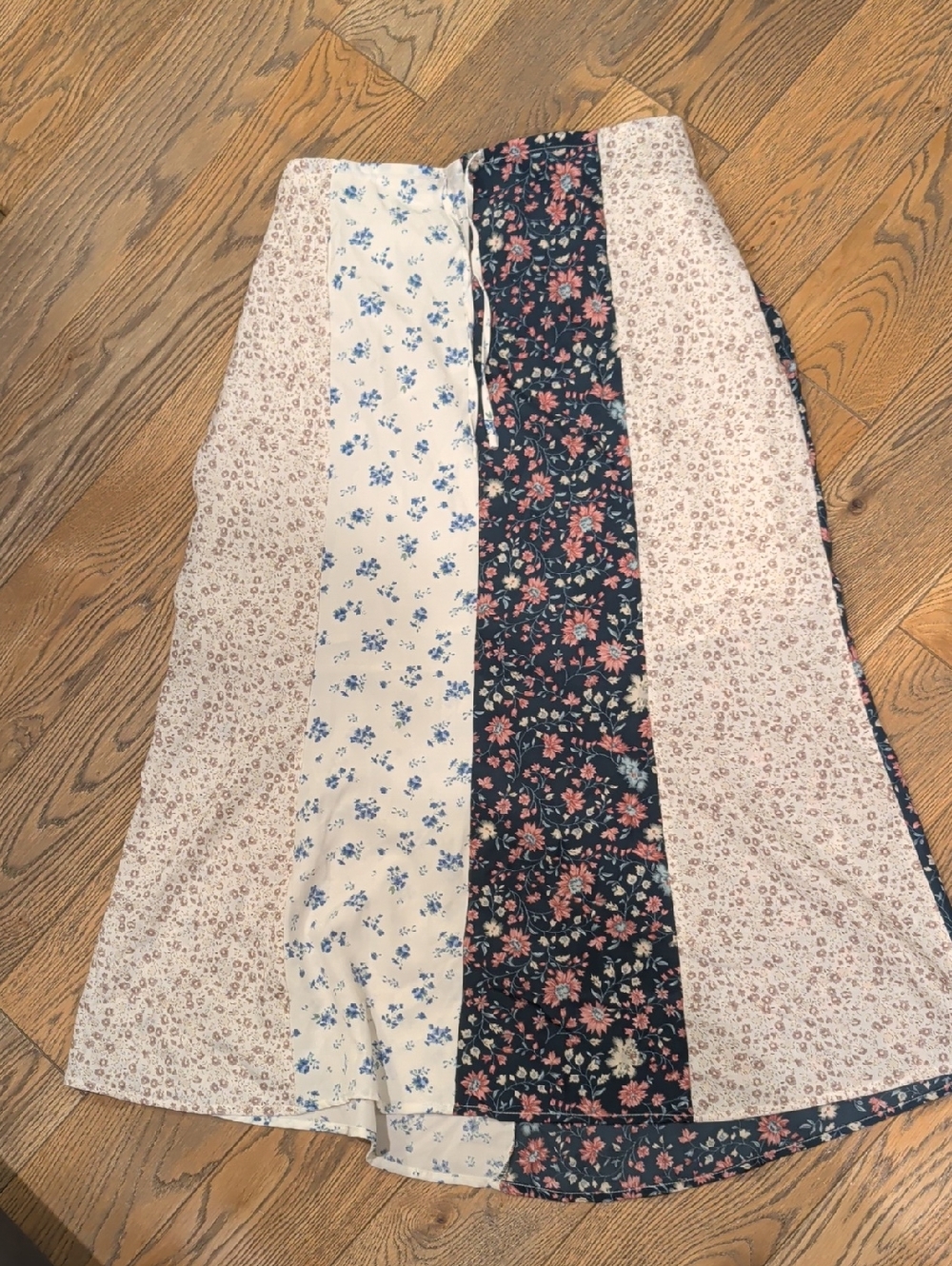Wishlist Patchwork Floral A-Line Skirt in Navy, Cream & Blush